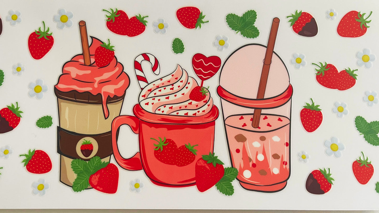 Berry Theme Customised 350g Vegan Pre-mix Sweets in Glass Cup with Bamboo Lid, Glass Straw & Choice of Wrap