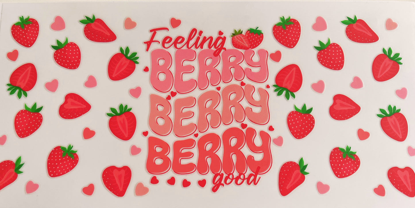 Berry Theme Customised 350g Vegan Pre-mix Sweets in Glass Cup with Bamboo Lid, Glass Straw & Choice of Wrap