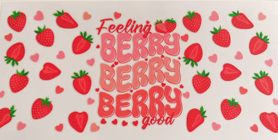 Berry Theme Customised 350g Vegan Pre-mix Sweets in Glass Cup with Bamboo Lid, Glass Straw & Choice of Wrap