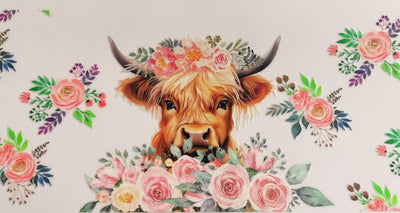 Highland Cow Customised 350g Vegan Pre-mix Sweets in Glass Cup with Bamboo Lid, Glass Straw & Choice of Wrap