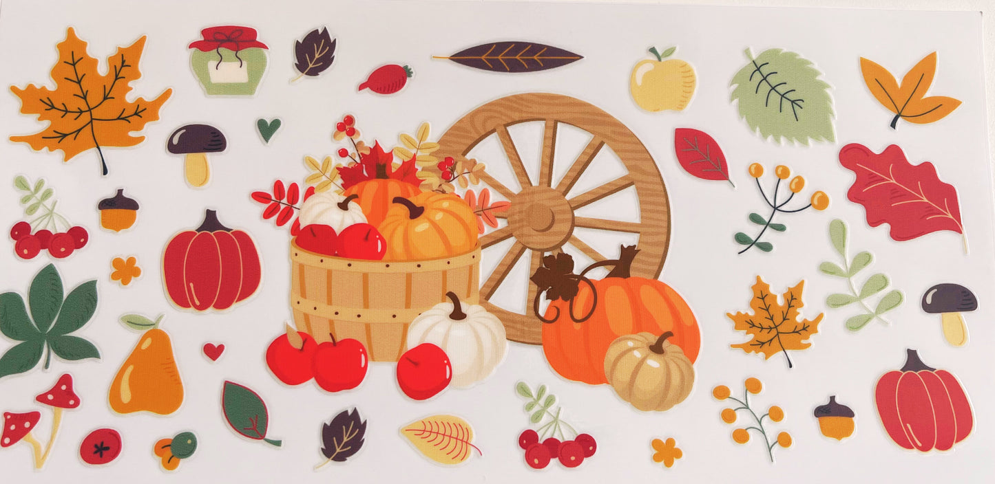 Autumn/Fall Customised 350g Vegan Pre-mix Sweets in Glass Cup with Bamboo Lid, Glass Straw & Choice of Wrap